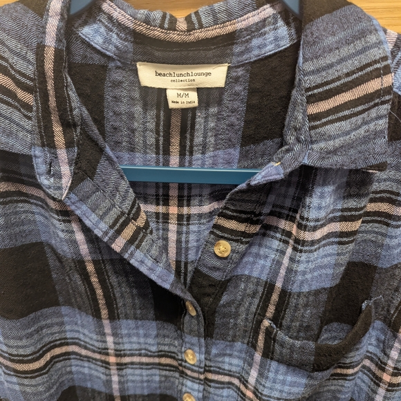 THREE Patterned Button Downs with Pocket Size Medium Cosmic Blue Love - Picture 8 of 9